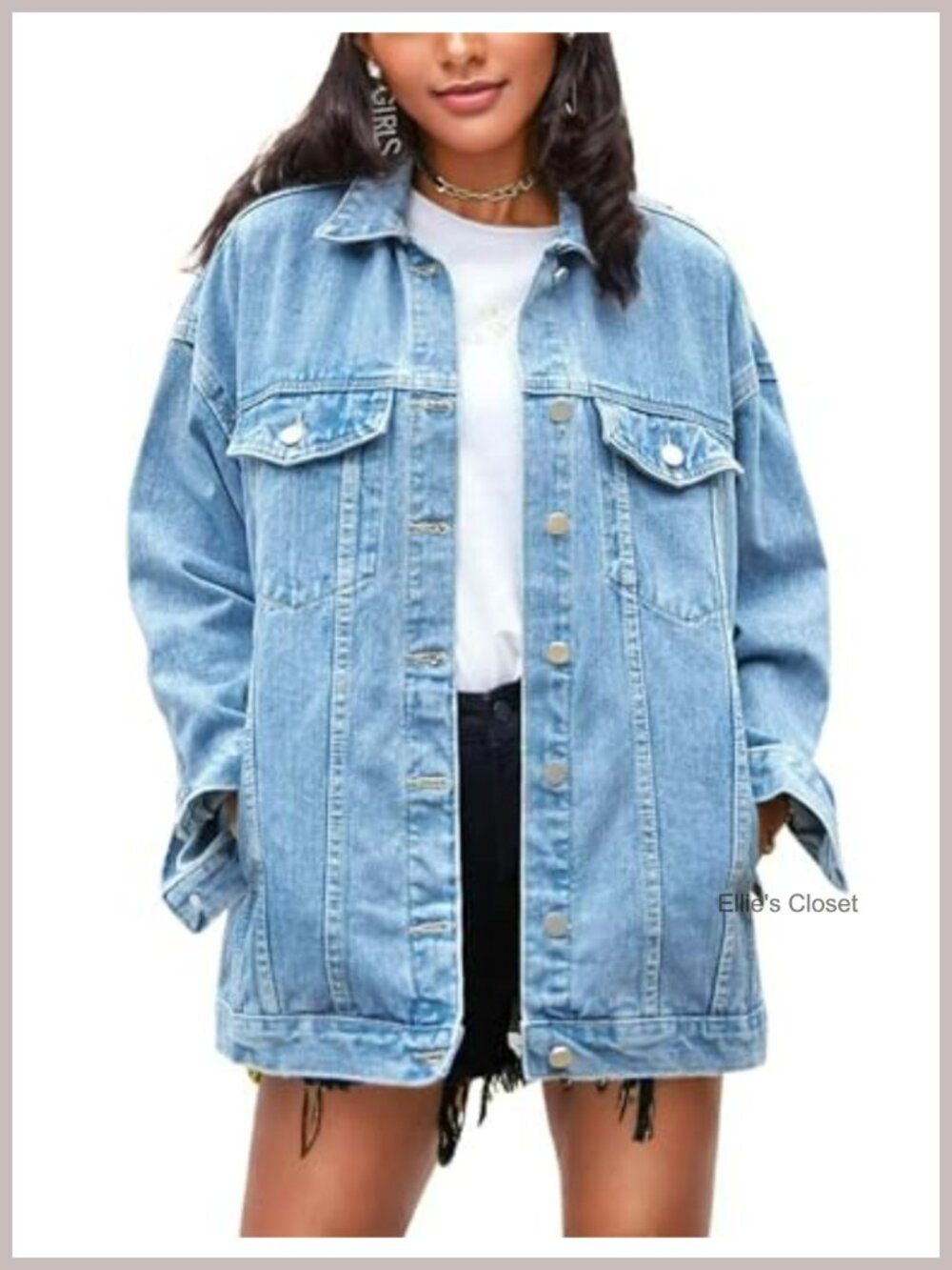 Oversized 100% Cotton Denim Jacket Women Mid Long Jean Coat